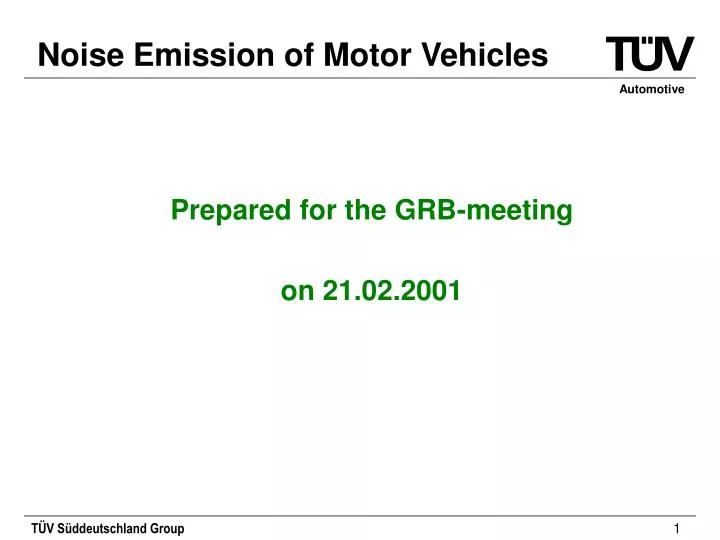 noise emission of motor vehicles