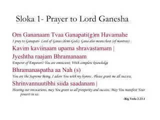 Sloka 1- Prayer to Lord Ganesha