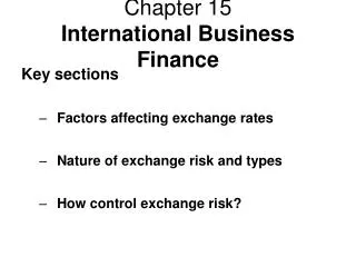Chapter 15 International Business Finance