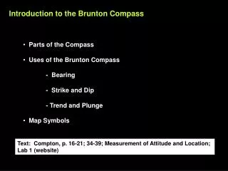 Introduction to the Brunton Compass