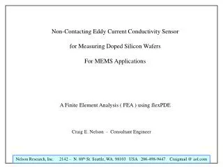 Non-Contacting Eddy Current Conductivity Sensor for Measuring Doped Silicon Wafers For MEMS Applications
