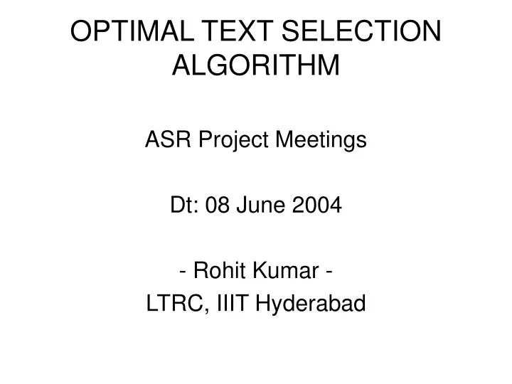 optimal text selection algorithm