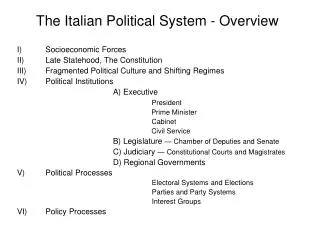 The Italian Political System - Overview