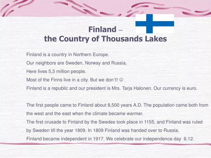 finland the country of thousands lakes