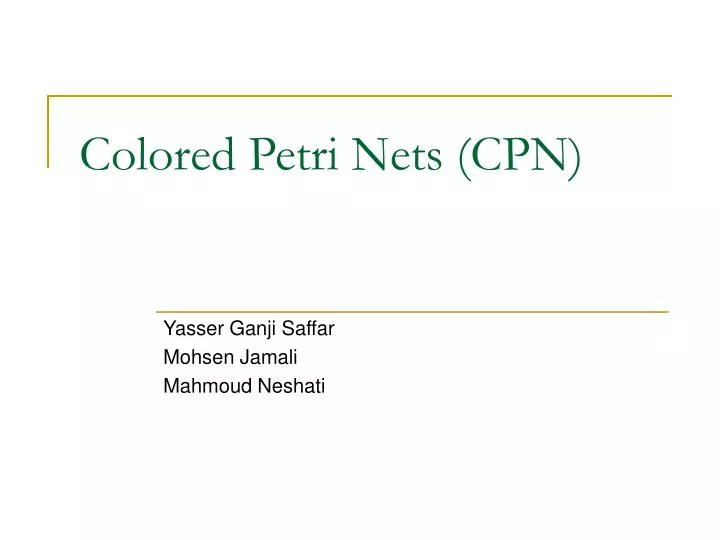 colored petri nets cpn