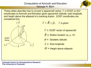 Computation of Azimuth and Elevation George H. Born