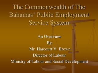 The Commonwealth of The Bahamas’ Public Employment Service System