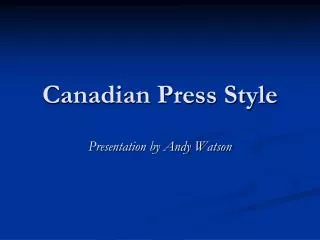 Canadian Press Style