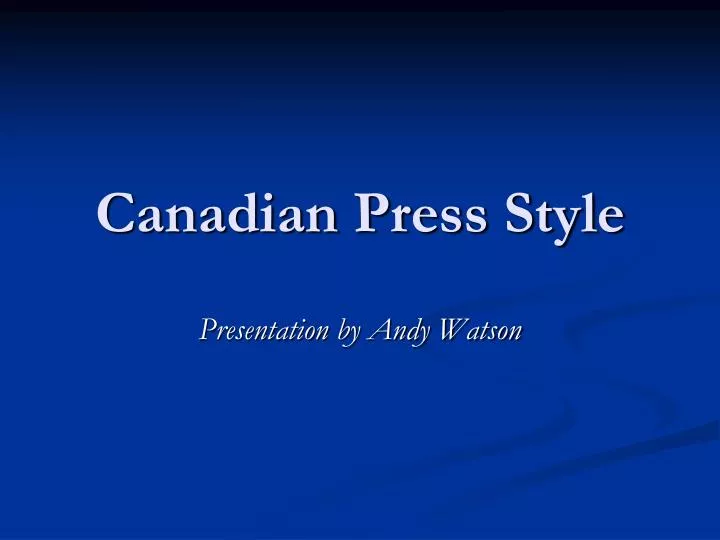 canadian press style