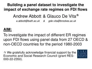 Building a panel dataset to investigate the impact of exchange rate regimes on FDI flows