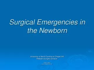 Surgical Emergencies in the Newborn