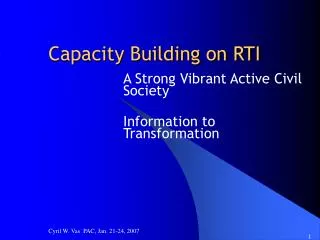 Capacity Building on RTI