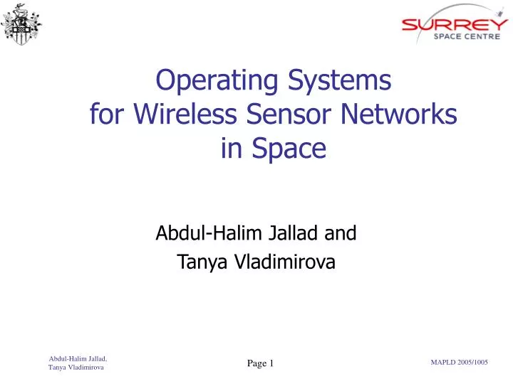 operating systems for wireless sensor networks in space
