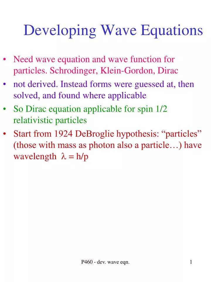 developing wave equations