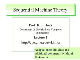 Sequential Machine Theory
