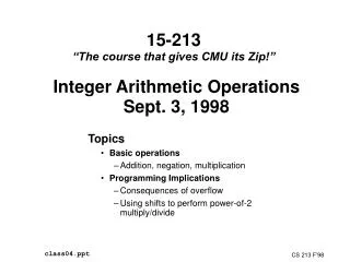 15-213 “The course that gives CMU its Zip!”