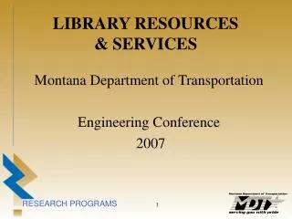 LIBRARY RESOURCES &amp; SERVICES