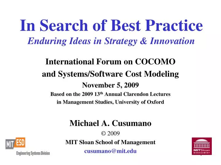 in search of best practice enduring ideas in strategy innovation