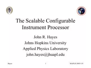 The Scalable Configurable Instrument Processor
