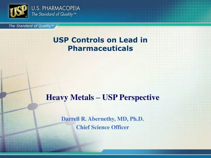 usp controls on lead in pharmaceuticals