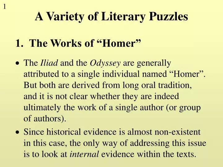a variety of literary puzzles