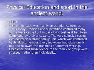 Physical Education and sport in the ancient world.