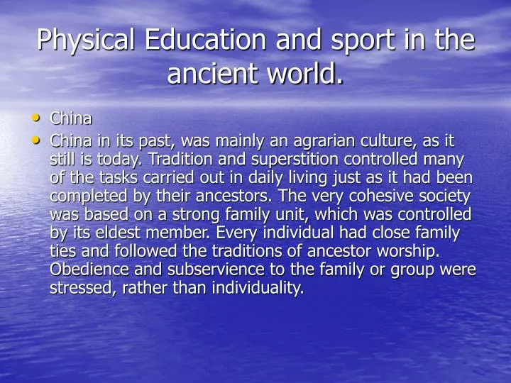 physical education and sport in the ancient world