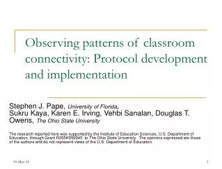 Observing patterns of classroom connectivity: Protocol development and implementation