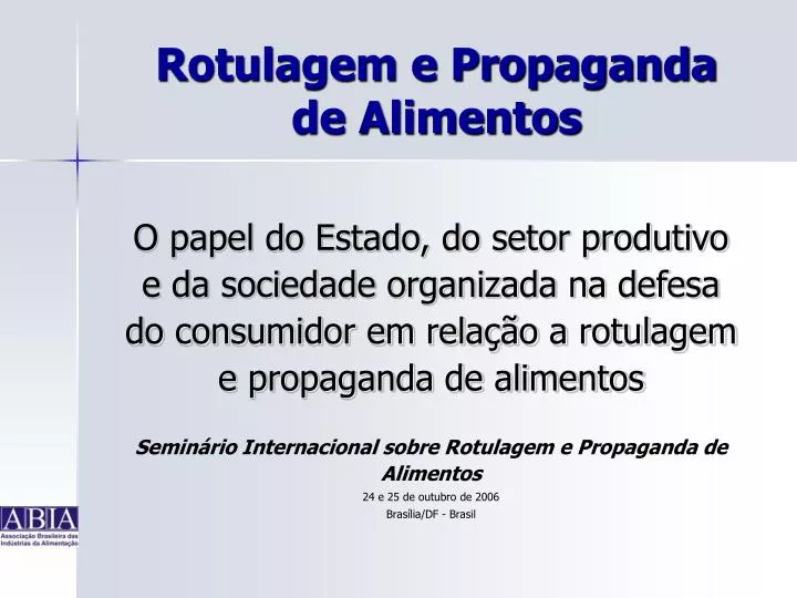 rotulagem e propaganda de alimentos