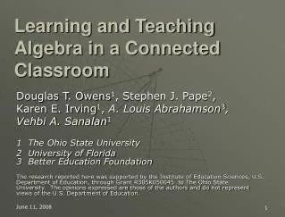 Learning and Teaching Algebra in a Connected Classroom