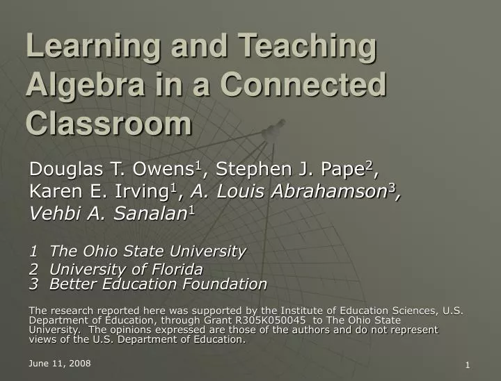learning and teaching algebra in a connected classroom