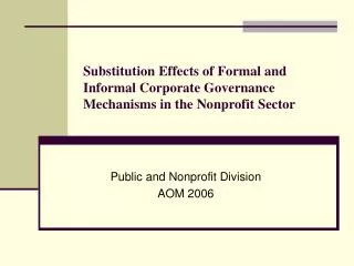 Substitution Effects of Formal and Informal Corporate Governance Mechanisms in the Nonprofit Sector