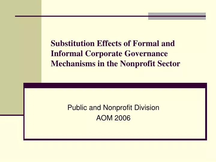 substitution effects of formal and informal corporate governance mechanisms in the nonprofit sector