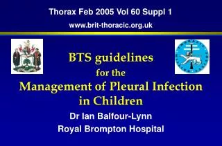 BTS guidelines for the Management of Pleural Infection in Children