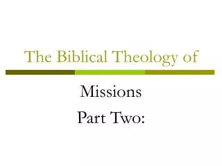 The Biblical Theology of