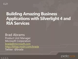 Building Amazing Business Applications with Silverlight 4 and RIA Services