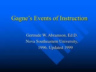 Gagne’s Events of Instruction