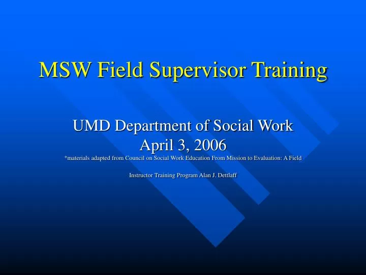 msw field supervisor training
