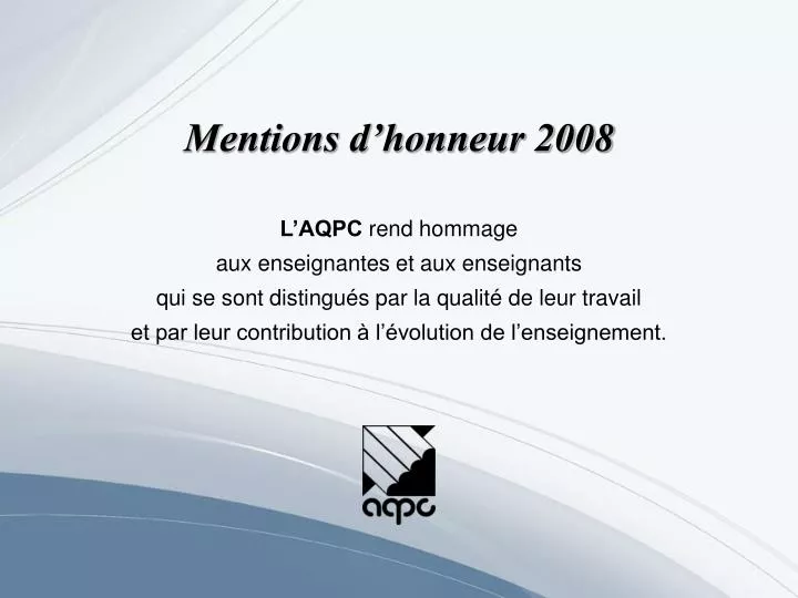 mentions d honneur 2008