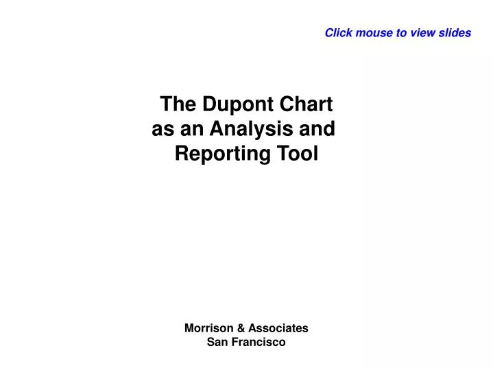 the dupont chart as an analysis and reporting tool