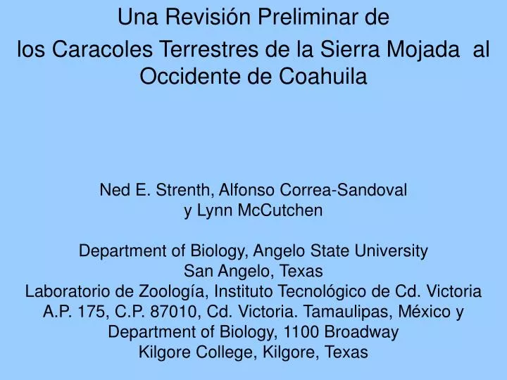 una revisi n preliminar de los caracoles terrestres de la sierra mojada al occidente de coahuila