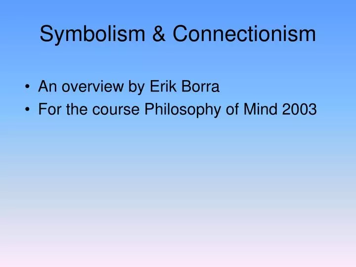symbolism connectionism