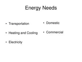 Energy Needs