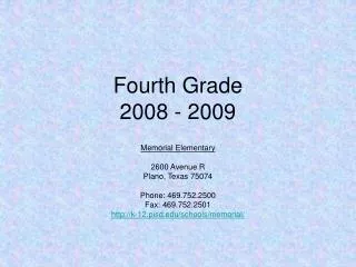 Fourth Grade 2008 - 2009