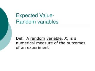 Expected Value- Random variables