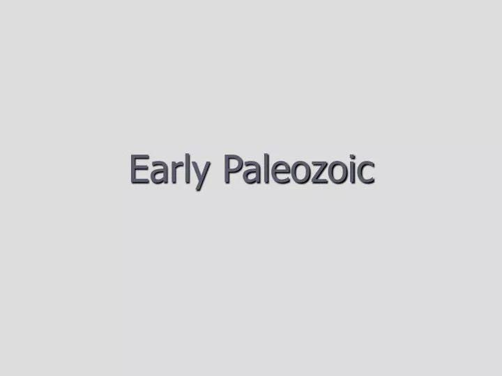 early paleozoic