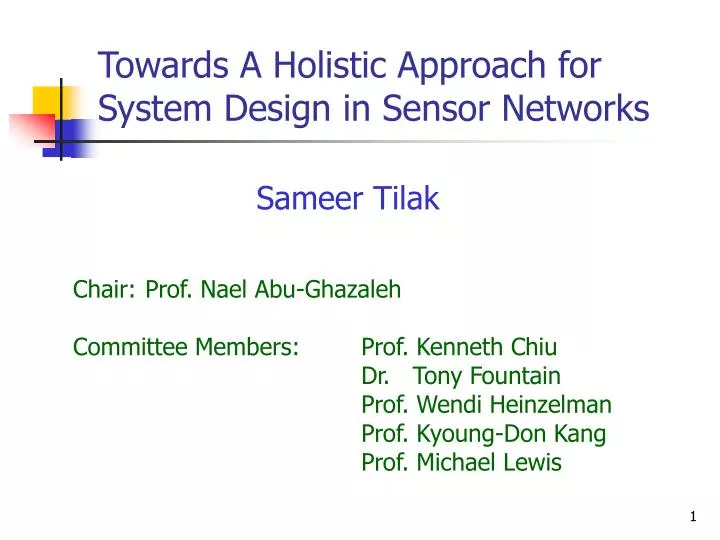 towards a holistic approach for system design in sensor networks