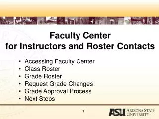 Faculty Center for Instructors and Roster Contacts