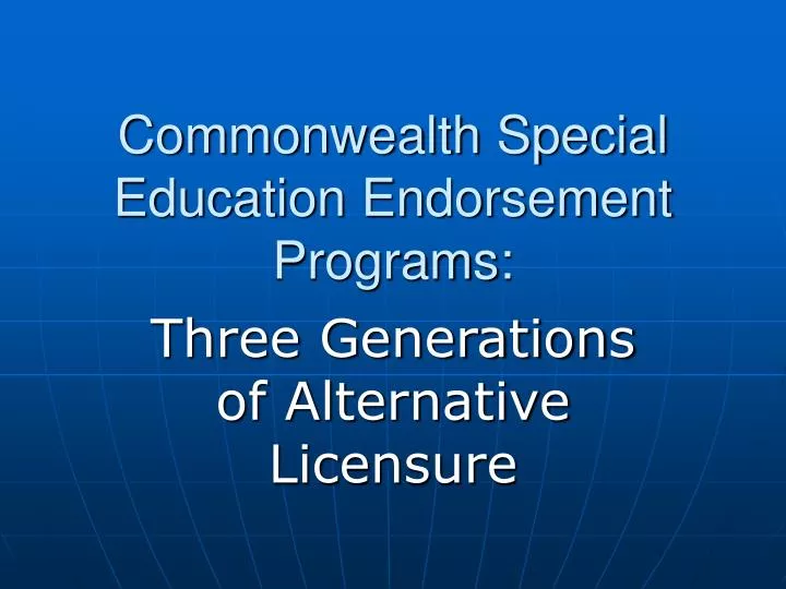 commonwealth special education endorsement programs
