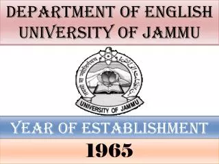 DEPARTMENT OF ENGLISH UNIVERSITY OF JAMMU